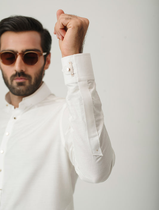 PEARL WHITE COTTON SILK KURTA PAJAMA