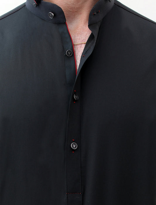 JET BLACK COTTON KAMEEZ SHALWAR