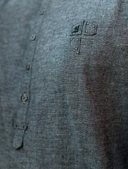 GREY LOGO EMBELLISHED SHORT LENGTH KURTA PAJAMA