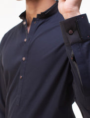 BLUE MANDARIN COLLAR KAMEEZ SHALWAR