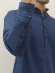 BLUE RIB COLLAR KAMEEZ SHALWAR