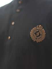 SHORT LENGTH KURTA PAJAMA - GOLD EMBROIDERED MONOGRAM