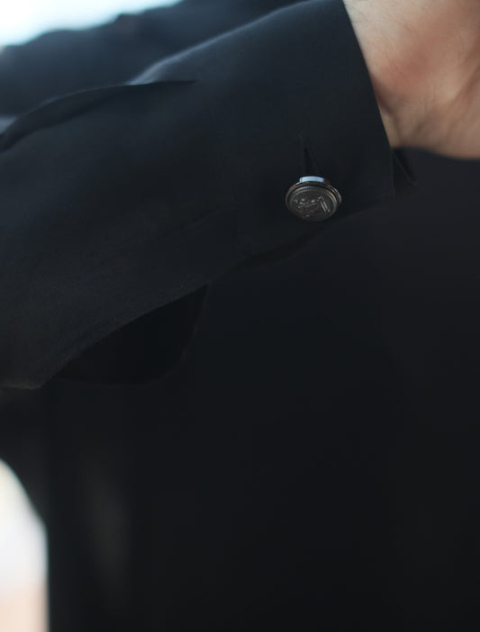 BLACK FALL COLLAR KURTA PAJAMA