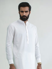 OFF WHITE MANDARIN COLLAR - CLASSIC KAMEEZ SHALWAR