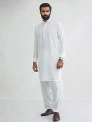 OFF WHITE MANDARIN COLLAR - CLASSIC KAMEEZ SHALWAR
