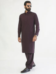 DEEP MAROON BUTTON DOWN KAMEEZ SHALWAR