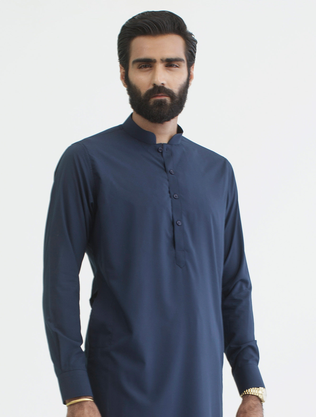 NAVY MANDARIN COLLAR - CLASSIC KAMEEZ SHALWAR