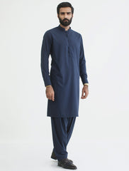 NAVY MANDARIN COLLAR - CLASSIC KAMEEZ SHALWAR