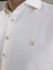 PEARL WHITE - METAL -LOGO EMBELLISHED KAMEEZ SHALWAR