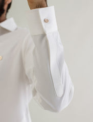 PEARL WHITE - METAL -LOGO EMBELLISHED KAMEEZ SHALWAR