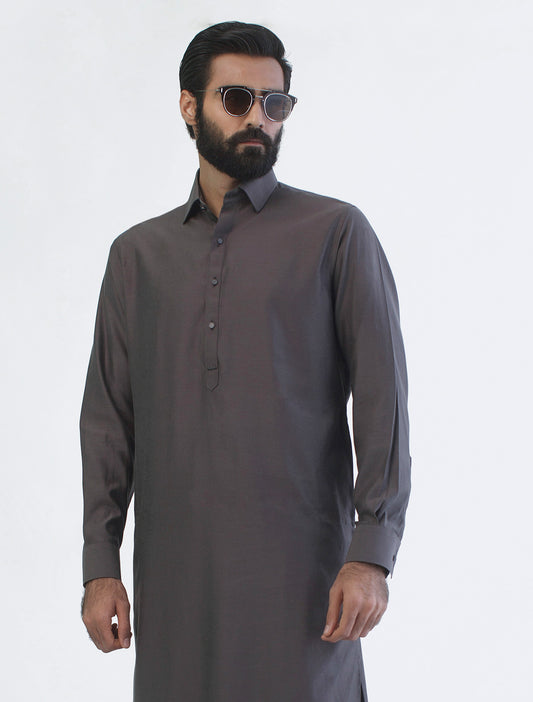 BROWN CLASSIC COLLAR KAMEEZ SHALWAR