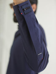 NAVY MANDARIN COLLAR- REVIT DETAILED KAMEEZ SHALWAR