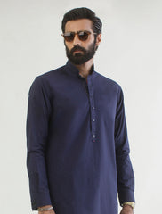 NAVY MANDARIN COLLAR- REVIT DETAILED KAMEEZ SHALWAR