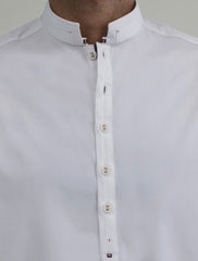 WHITE MANDARIN COLLAR - DESIGNED KAMEEZ SHALWAR