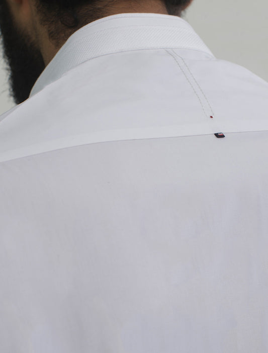 WHITE MANDARIN COLLAR - DESIGNED KAMEEZ SHALWAR