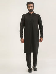 BLACK APPLIQUE KURTA PAJAMA