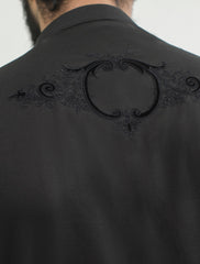BLACK APPLIQUE KURTA PAJAMA