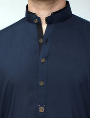 NAVY BLUE METAL LOGO EMBALISHED KAMEEZ SHALWAR