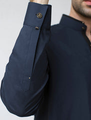 NAVY BLUE METAL LOGO EMBALISHED KAMEEZ SHALWAR