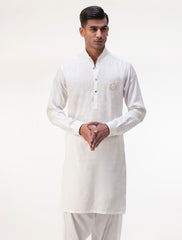 PEARL WHITE MONOGRAM KAMEEZ SHALWAR