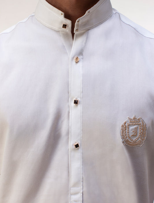 PEARL WHITE MONOGRAM KAMEEZ SHALWAR