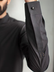 BLACK MANDARIN COLLAR KAMEEZ SHALWAR