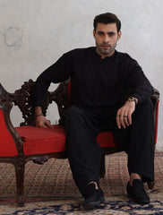 BLACK MANDARIN COLLAR KAMEEZ SHALWAR
