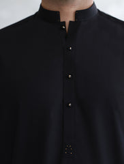BLACK MANDARIN COLLAR KAMEEZ SHALWAR