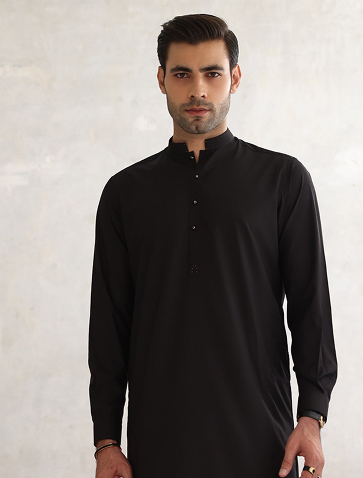 BLACK MANDARIN COLLAR KAMEEZ SHALWAR