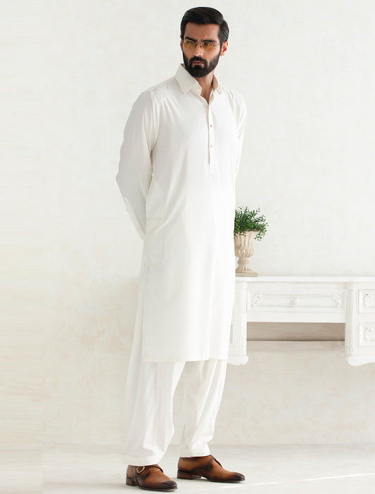 PEARL WHITE CLASSIC KAMEEZ SHALWAR