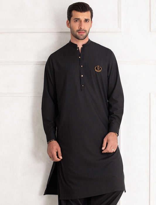 BLACK LOGO EMBELLISHED KAMEEZ SHALWAR