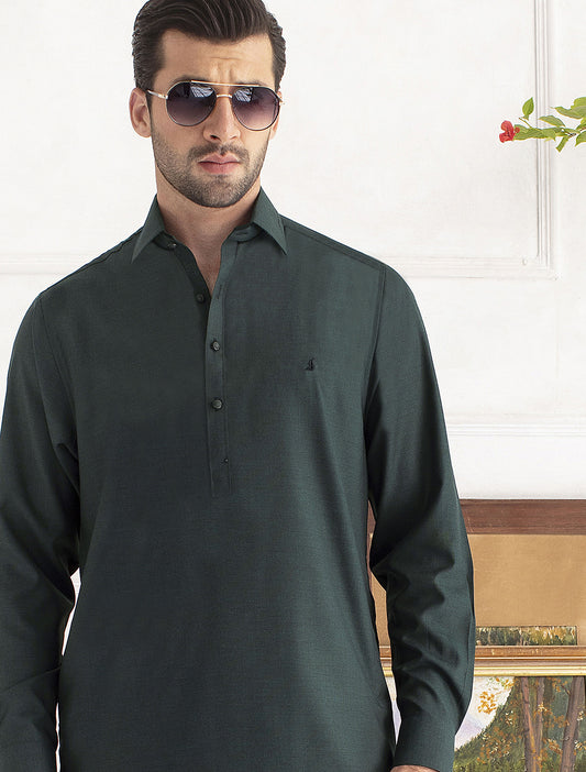 DARK GREEN – BLACK TONE KAMEEZ SHALWAR
