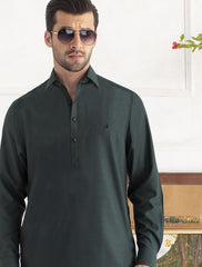 DARK GREEN – BLACK TONE KAMEEZ SHALWAR