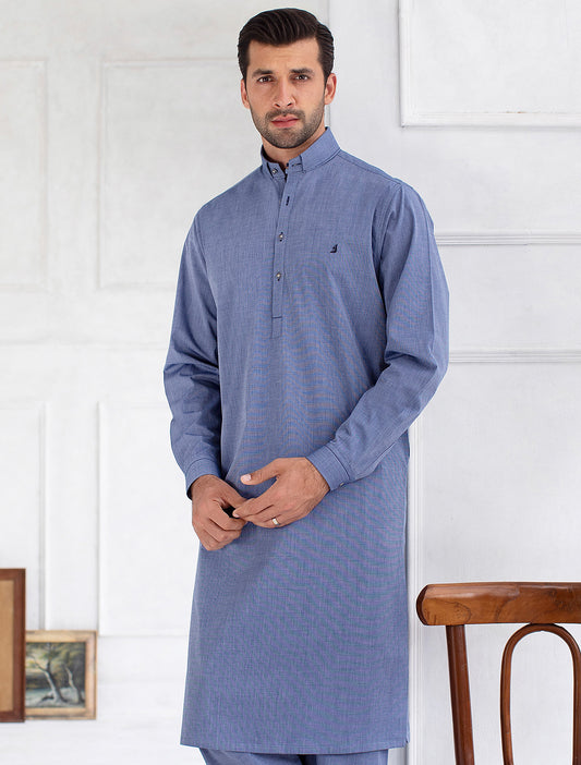 DENIM –BLUE TEXTURED KAMEEZ SHALWAR
