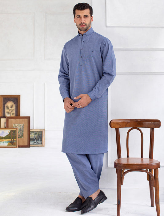 DENIM –BLUE TEXTURED KAMEEZ SHALWAR