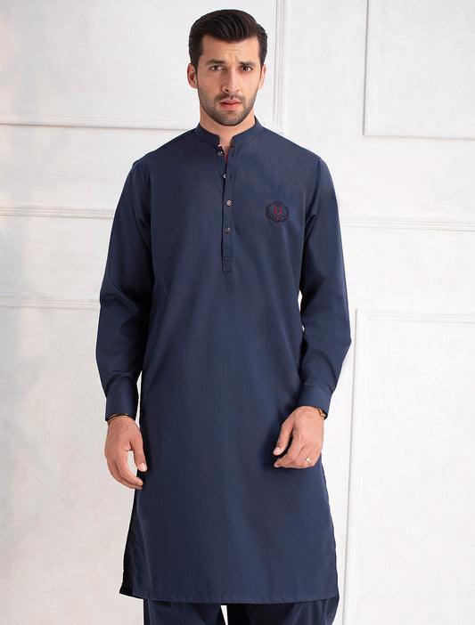 NAVY LOGO EMBELLISHED KAMEEZ SHALWAR