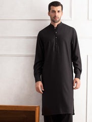 BLACK SELF-TEXTURED KAMEEZ SHALWAR