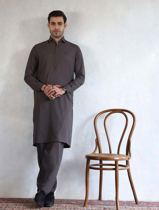 BROWNISH GRAY KAMEEZ SHALWAR