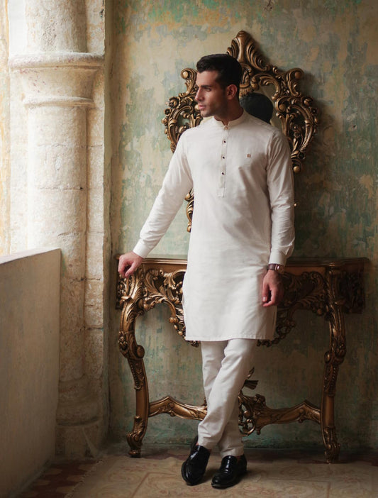 OFFWHITE COTTON SILK KURTA PAJAMA