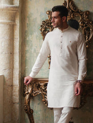 OFFWHITE COTTON SILK KURTA PAJAMA