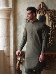 GREEN COTTON SILK KURTA PAJAMA