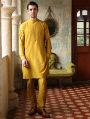 MUSTARD COTTON SILK KURTA PAJAMA