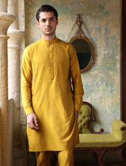 MUSTARD COTTON SILK KURTA PAJAMA
