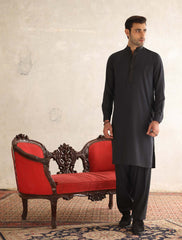 DARK GRAY EMBROIDERED KAMEEZ SHALWAR