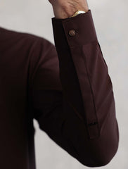 MAROON MANDARIN COLLAR KAMEEZ SHALWAR
