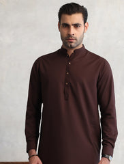 MAROON MANDARIN COLLAR KAMEEZ SHALWAR