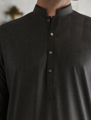 BROWN MANDARIN COLLAR KAMEEZ SHALWAR