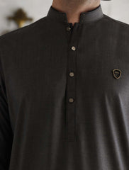 BROWN MANDARIN COLLAR KAMEEZ SHALWAR