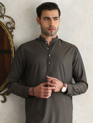 BROWN MANDARIN COLLAR KAMEEZ SHALWAR