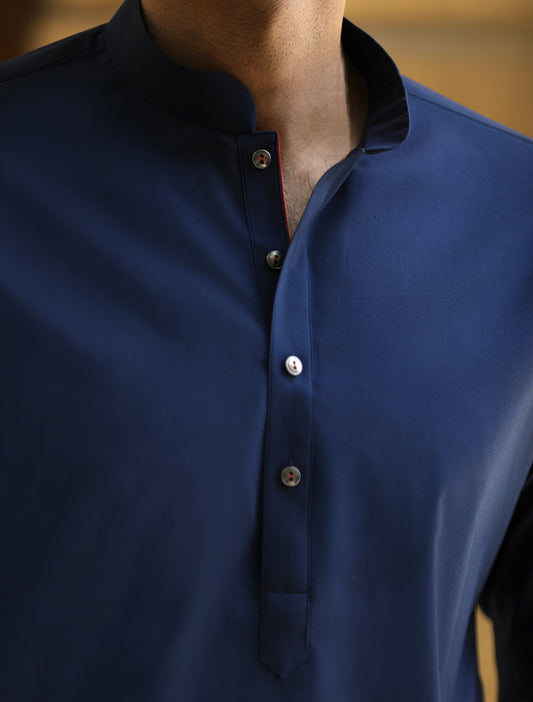 BLUE MANDARIN COLLAR KAMEEZ SHALWAR
